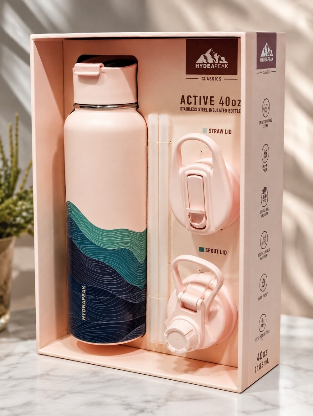 Active 40oz Insulated Bottle - Pink
